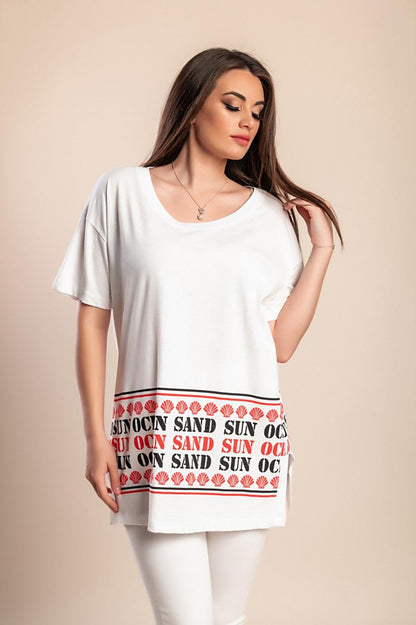 Plus size cotton T-shirt with print