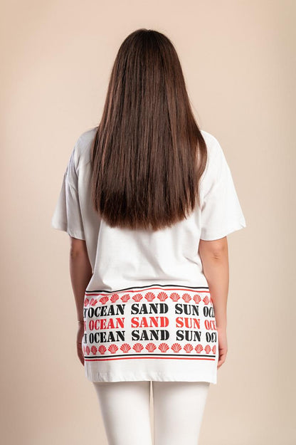 Plus size cotton T-shirt with print