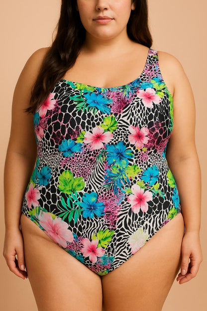 Plus size printed swimsuit