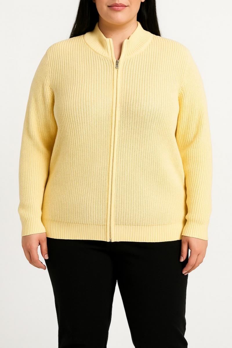 Cardigan tricotat cu fermoar plus size