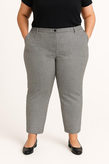 Plus size checkered pants