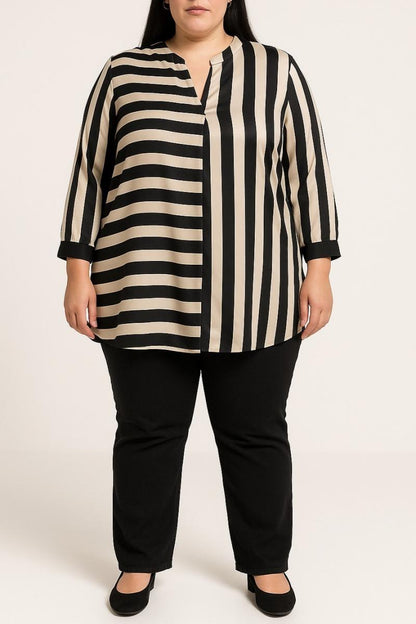Plus size blouse with striped print