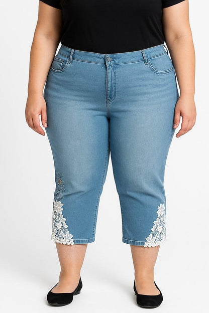 Jeans plus size com renda