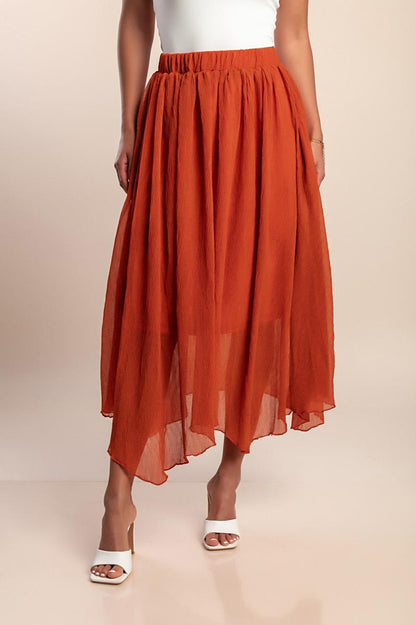 Midi skirt with elastic waistband