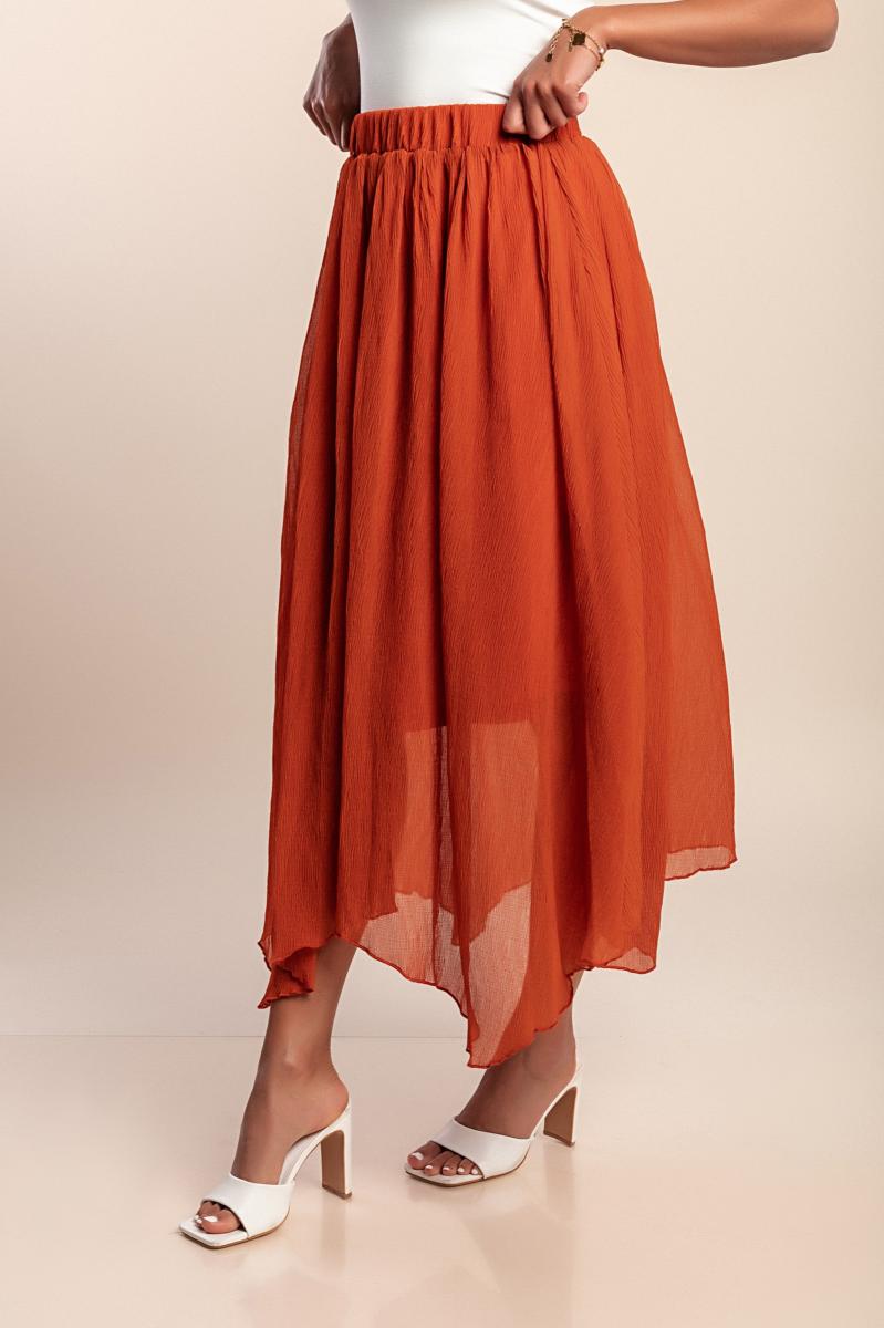 Midi skirt with elastic waistband