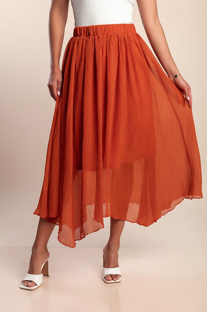 Midi skirt with elastic waistband