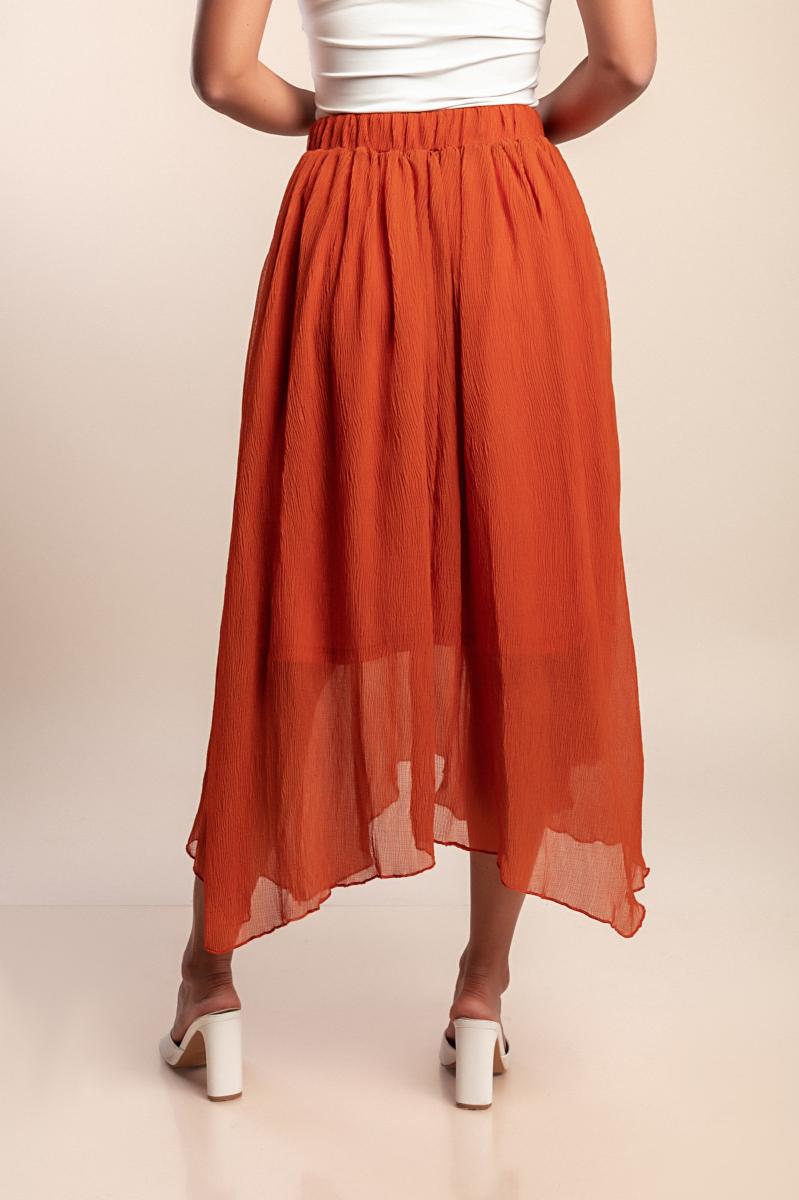 Midi skirt with elastic waistband