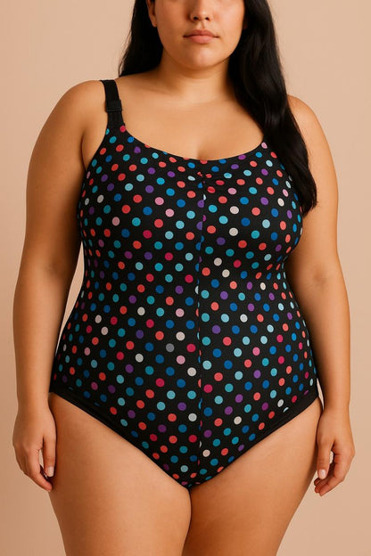 Strój kąpielowy plus size w groszki