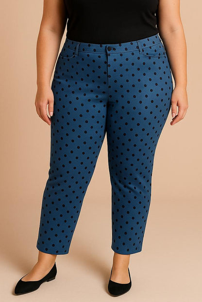 Plus size pants with dot print