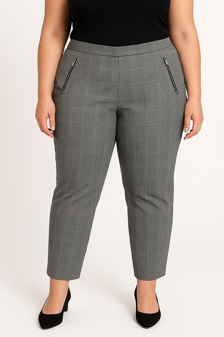 Plus size pants with checkered print