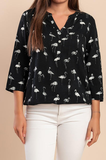 Plus size blouse with print