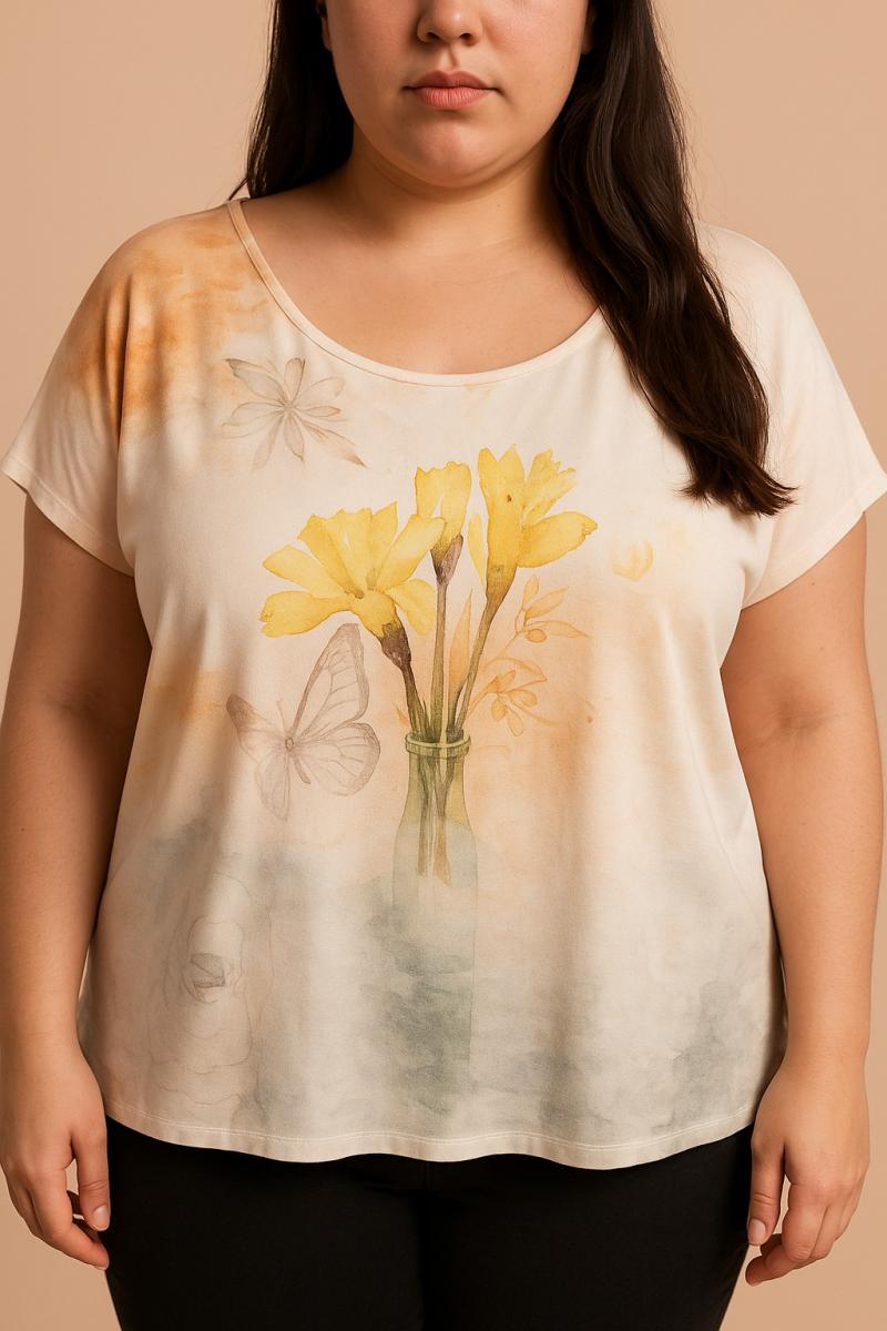 Plus size top met print