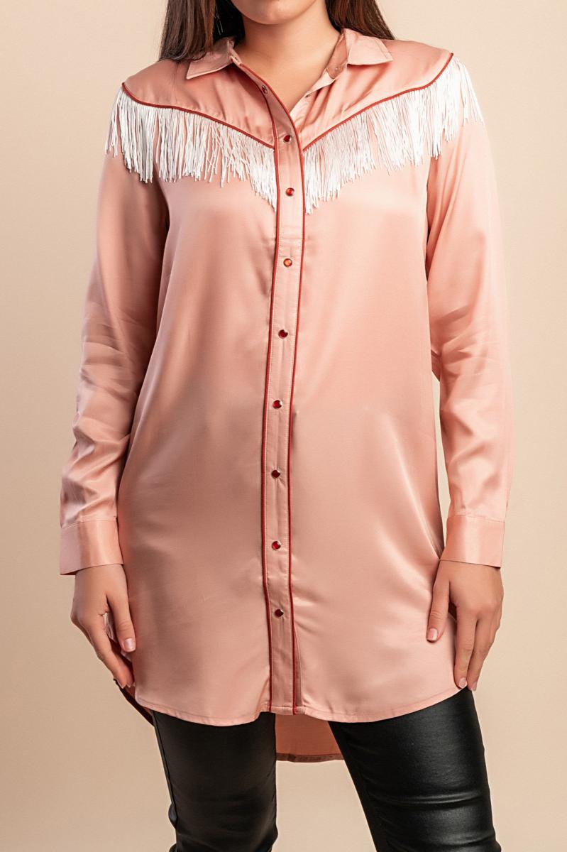 Blusa lunga con frange