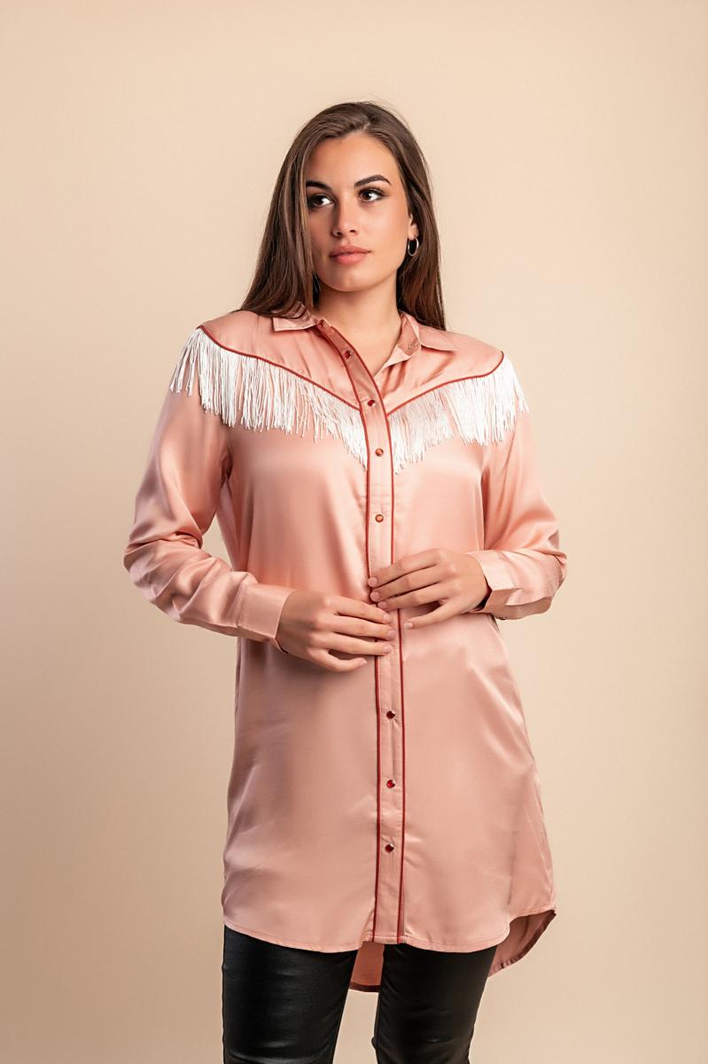 Blusa lunga con frange