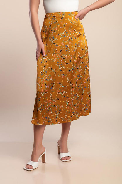 Plus size printed midi skirt