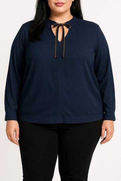 Bluză plus size cu fundă decorativă