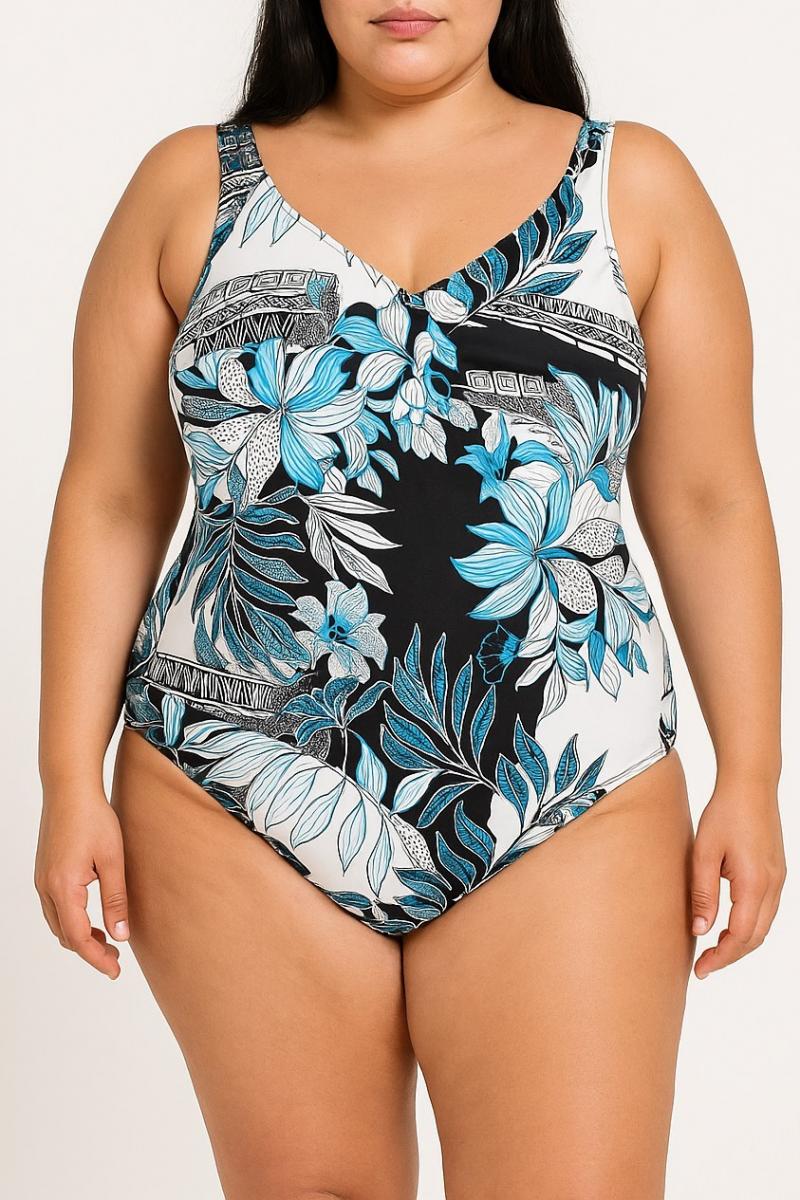 Costum de baie întreg cu imprimeu, mărimi mari