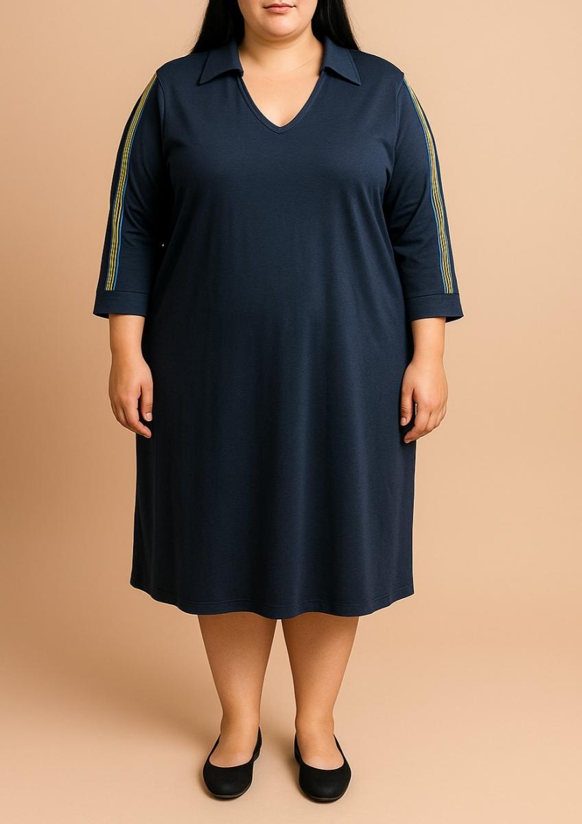 Rochie midi cu guler, mărimi mari