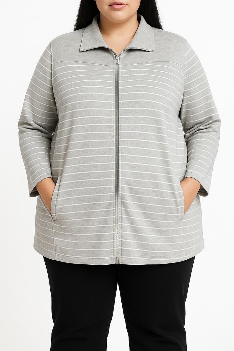 Plus size cotton zip-up jacket