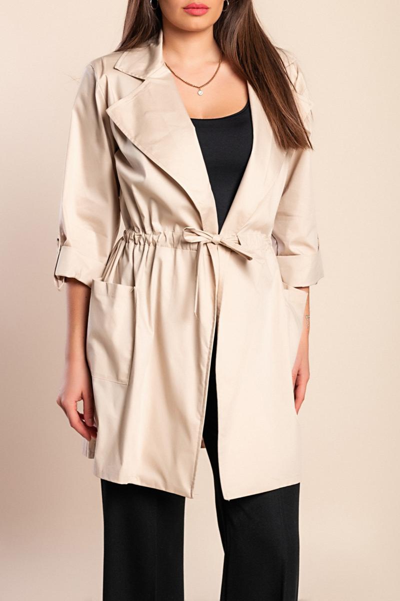 Trench coat elegante de algodão