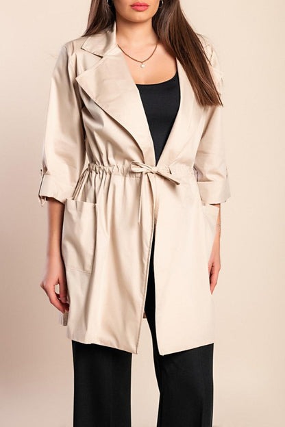 Trench coat elegante de algodão