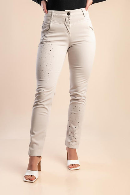 Pantaloni din bumbac cu detaliu decorativ