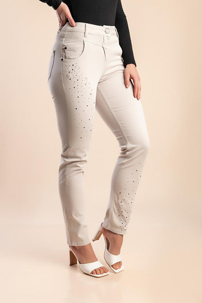 Pantaloni din bumbac cu detaliu decorativ