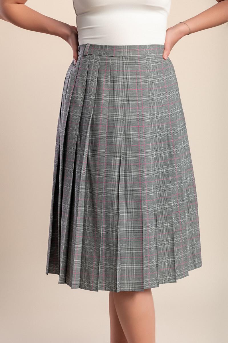 Fustă plus size cu imprimeu în carouri