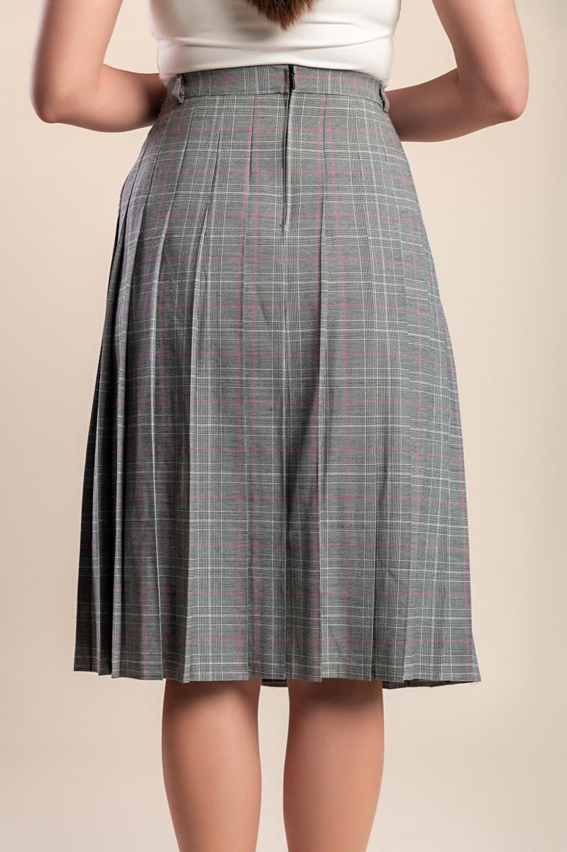 Fustă plus size cu imprimeu în carouri