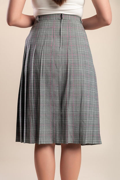 Fustă plus size cu imprimeu în carouri