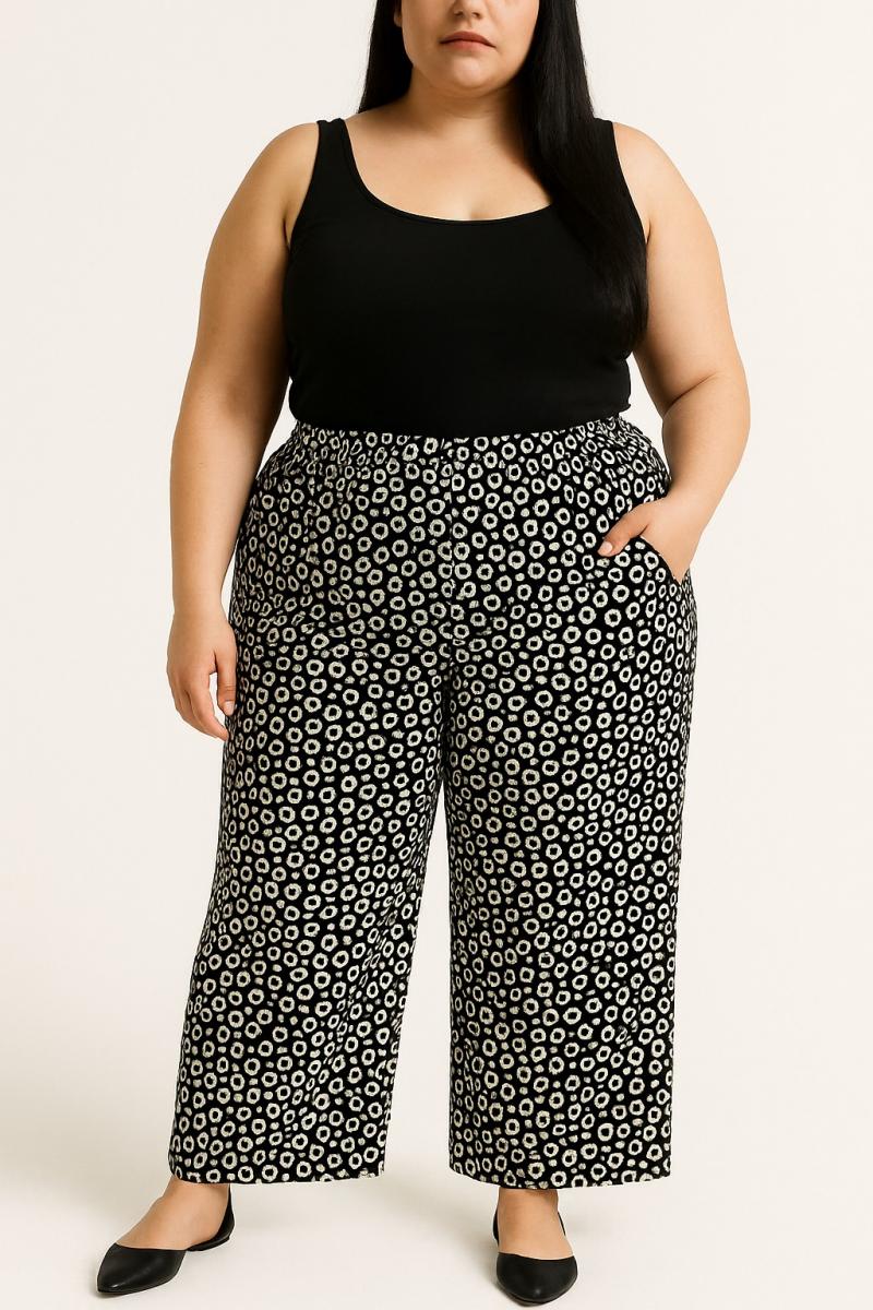 Plus size printed trousers