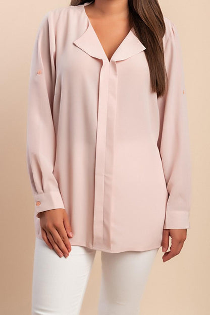 Plus size long-sleeved blouse