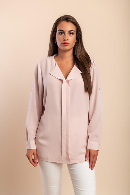 Plus size long-sleeved blouse