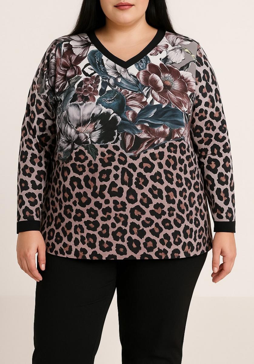 Blouse in grote maten met bloemenprint