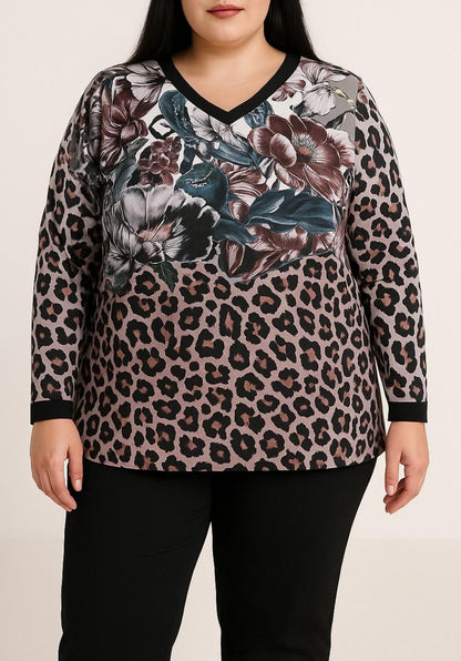 Blouse in grote maten met bloemenprint