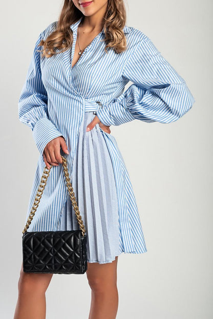 Minivestido com estampado às riscas