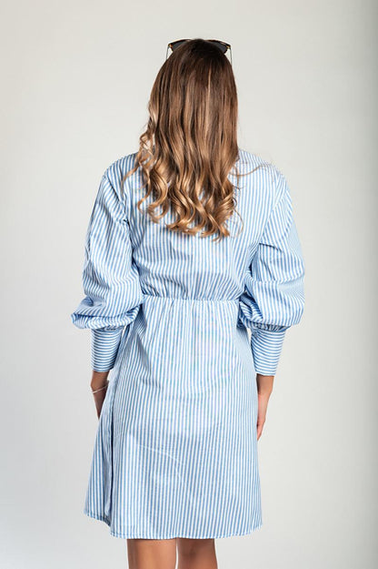 Minivestido com estampado às riscas