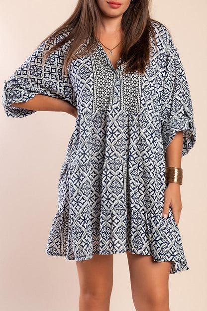 Vestito corto in cotone con stampa