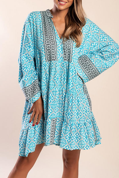 Short cotton dress with print