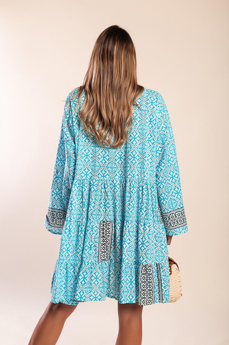 Short cotton dress with print