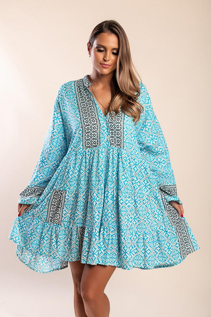 Short cotton dress with print
