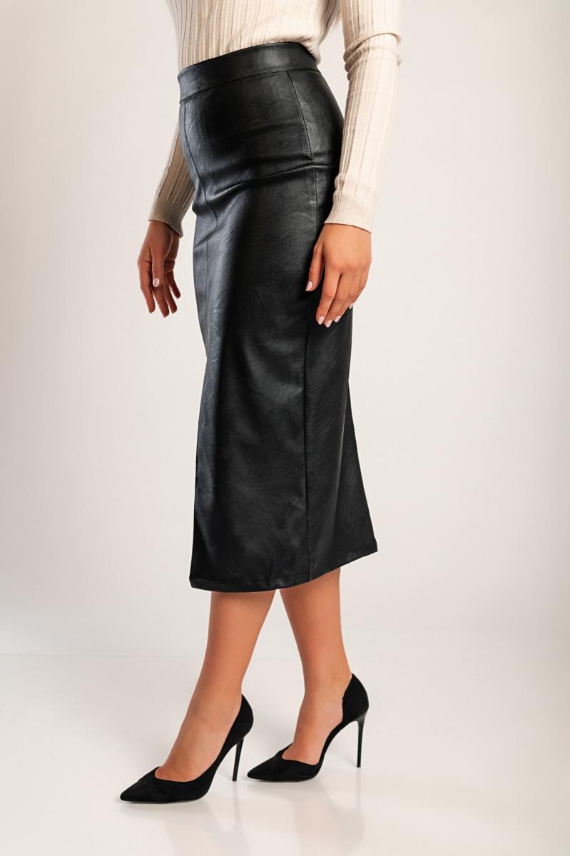 Faux leather midi skirt