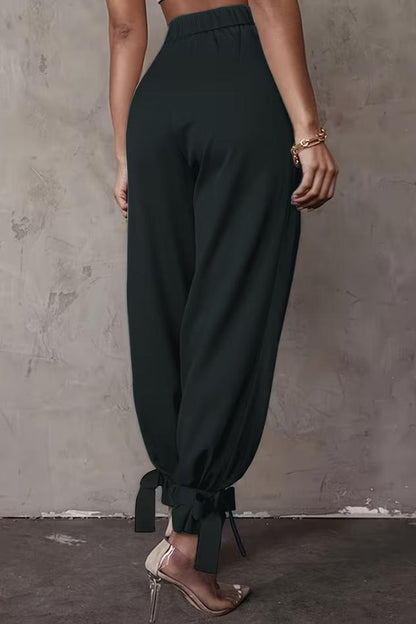 Elegantné dlhé nohavice s vysokým pásom