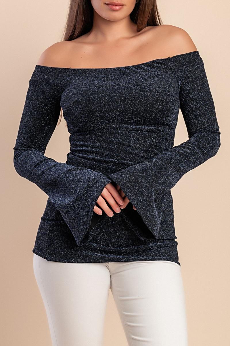 Top elegant cu mâneci clopot