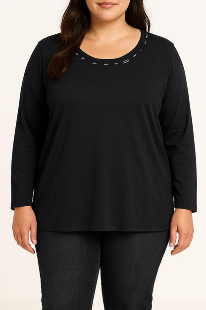 Plus size cotton long sleeve top