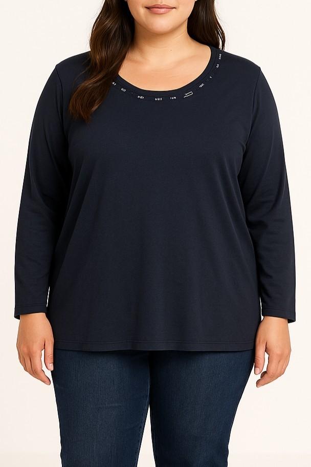 Bawełniany top plus size z długim rękawem