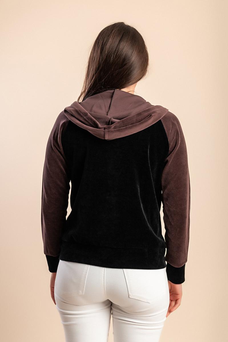 Cotton zip-up jacket in velvet imitation
