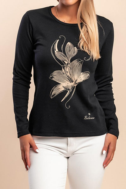 Top in cotone a maniche lunghe