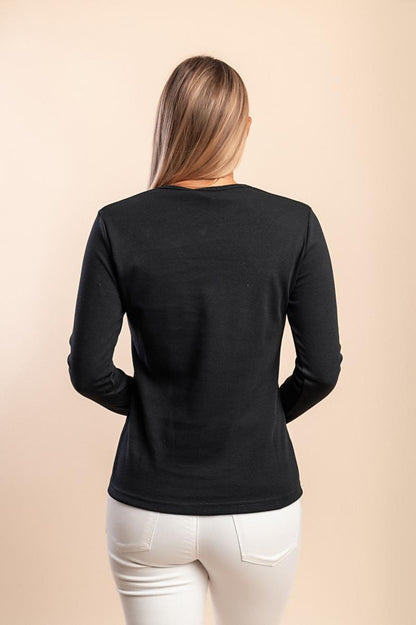 Top in cotone a maniche lunghe