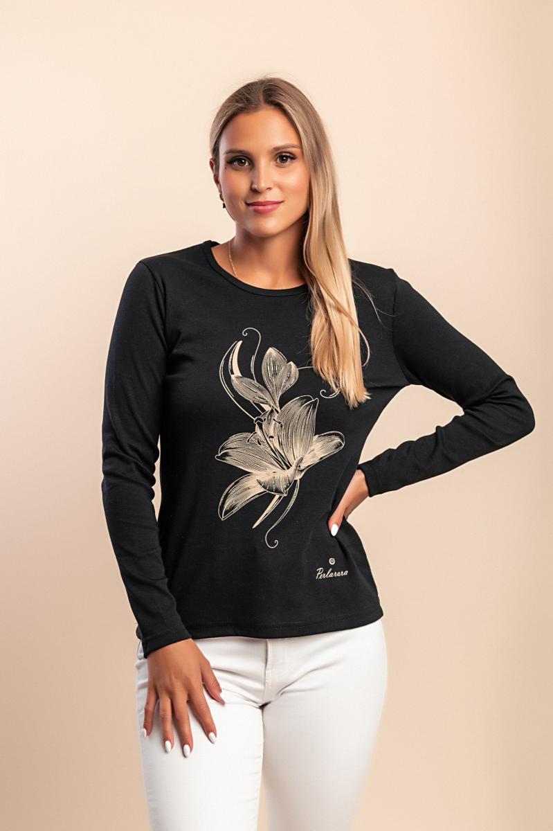 Top in cotone a maniche lunghe